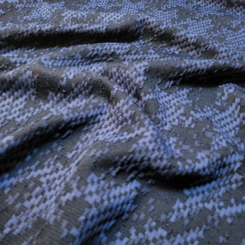 Gofre azul viscosa estampado azteca elástico tela artesanal 58" por metro - Imagen 4 de 4