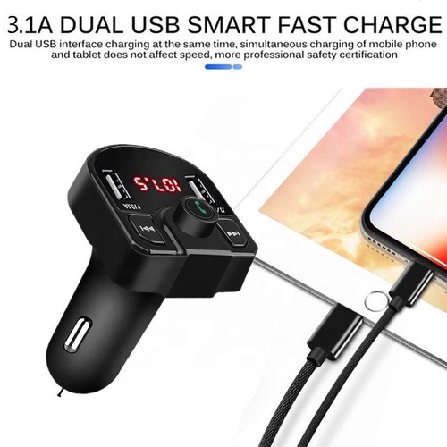Kabelloser BT 5.0 FM Transmitter QC3.0 Auto USB Ladegerät Adapter Radio Player - Bild 5 von 12