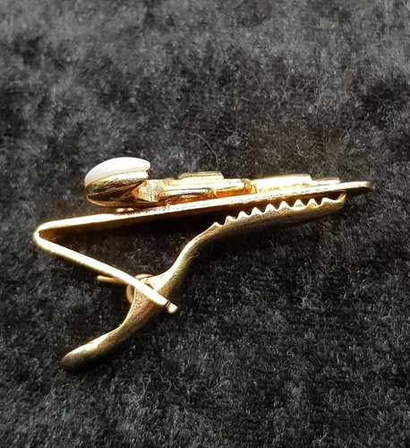 Vintage Gold Plated Tie Bar Clip - Pearl Handled Revolver Pistol Hand Gun - Picture 4 of 7