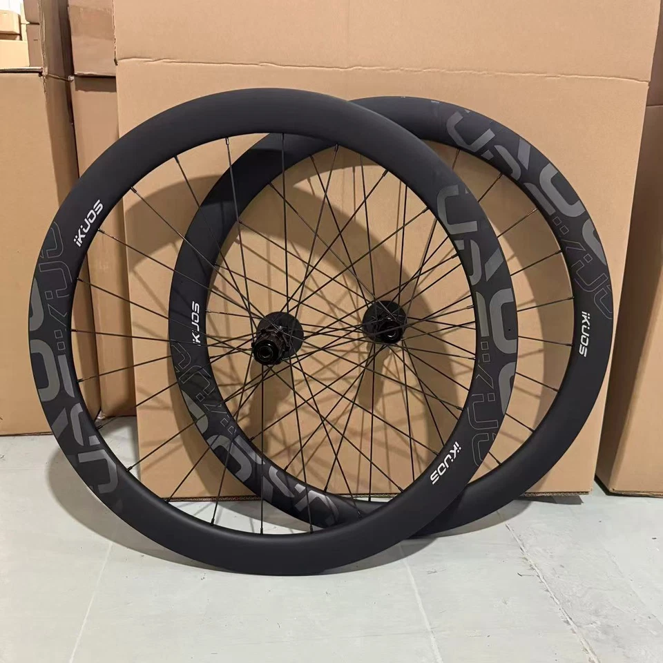 Juego de ruedas de carbono IKUOS Road 700c 50/55/65 mm cubiertas freno de disco eje pasante Foto 2 de 4