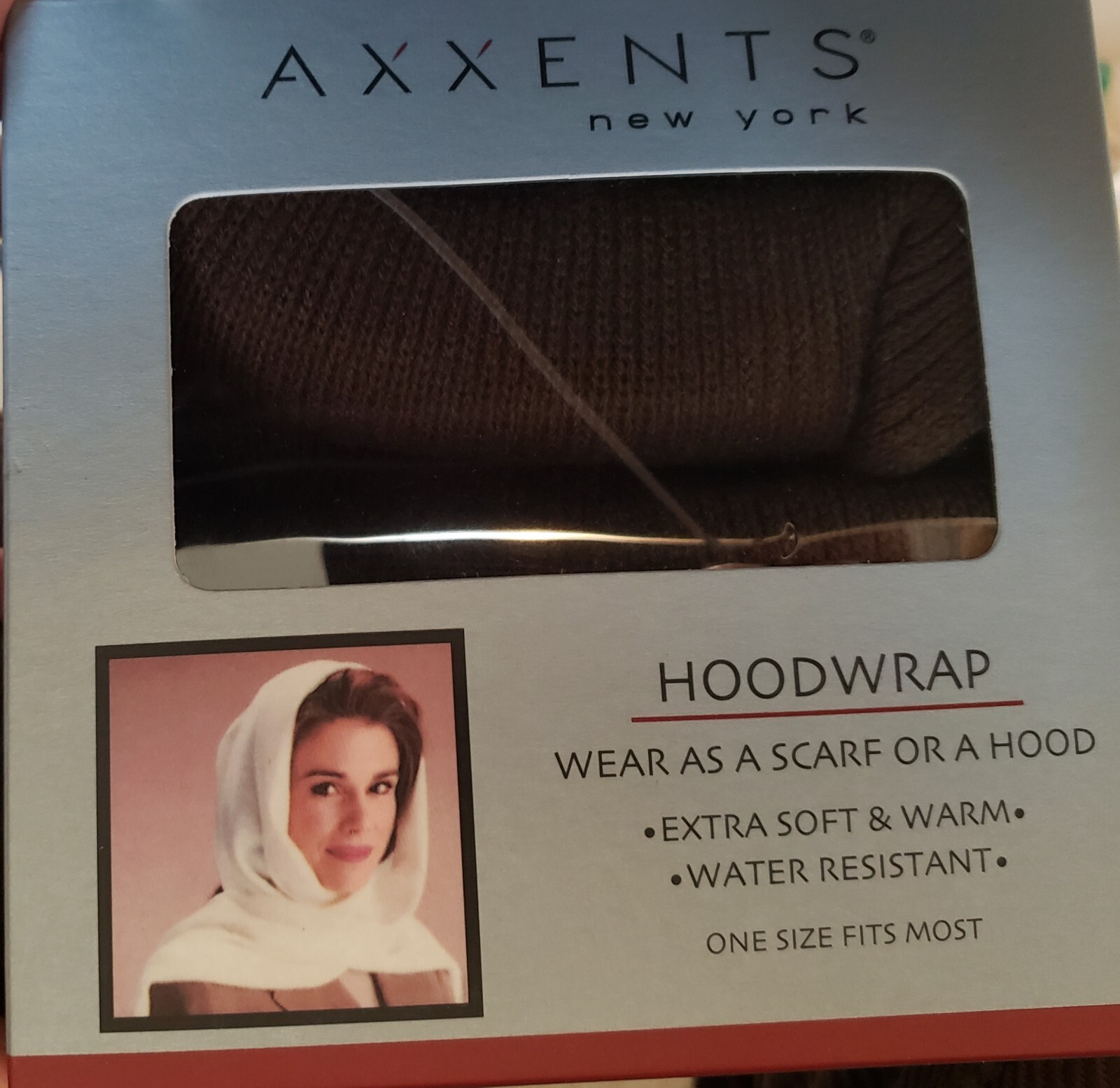 AXXENTS Women Head Hoodwrap Scarf or Hood Brown One Size Extra Soft Water Resist