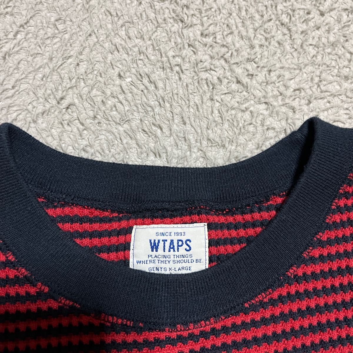 13Aw Wtaps Waffle L/S Tee Copo Xl Border Red Wtvua Design | eBay