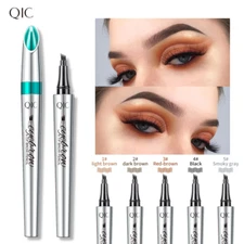 Waterproof Eyebrow Tattoo Pencil– 4 Fork Tip Liquid Brow Pen, Long-Lasting Liner