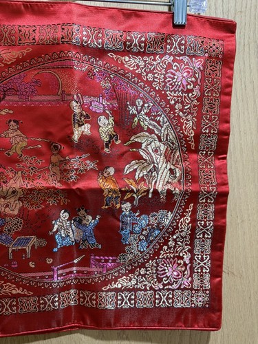 Pair (2) Of Satin embroidered Chinese Pillow Covers - Picture 3 of 7