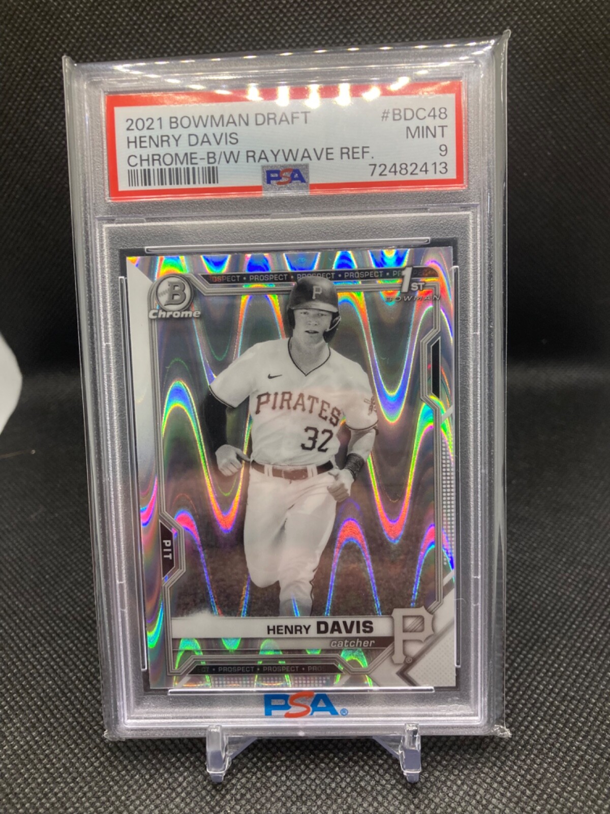 2021 Bowman Chrome Henry Davis Black & White Raywave Refractor PSA 9 1st Bowman