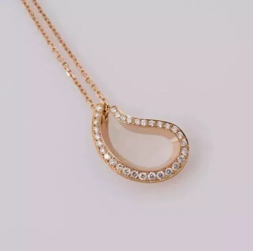 Real Moissanite 1.50Ct Round Cut Teardrop Pendant Women 14K Rose Gold Plated