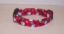 Wet Nose Designs Winter Snowman with Hat Snowflakes Dog Collar Christmas Red #2