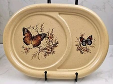 Vintage Treasure Craft Stoneware Pottery Butterfly Snack Cheese Plate