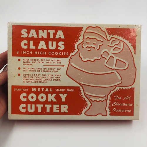 Vtg Santa Claus Metal "Cooky" Cookie Cutter 8 Inch High Cookies NOS Original Box - Picture 2 of 10