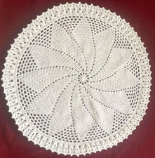 Crochet Spiral Doily Table Center Piece White Couch Throw Home Decor Gift D-25"