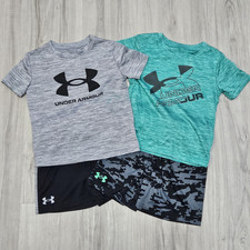 Under Armour Outfits Boys size 4 Gray Green Short Sleeve Sets Lot of 4