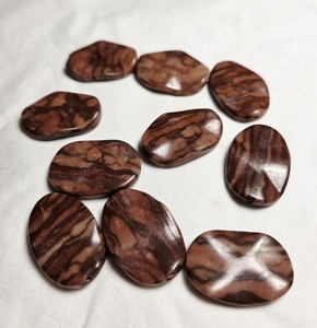 Zebra Jasper Oval Beads 30mm Brown Glossy Finish for Jewelry Making 10 pcs