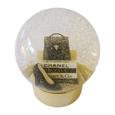 Chanel Prada Tiffany Vogue Z Gallerie Fashion Gold Glitter Glass Globe Lights Up