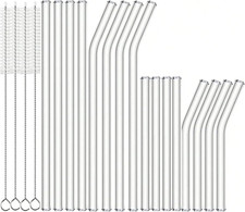 16Pcs Glass Straws Short and Long Reusable Straw Shatter Resistant  10Mm 6Inch