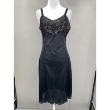 Vintage Wonder Maid Full Slip Women 34 Black Lace Trim ILGWU Antron Nylon 2910 A