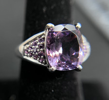 Vintage Sterling Silver Purple Amethyst Cocktail Statement Ring Size 8