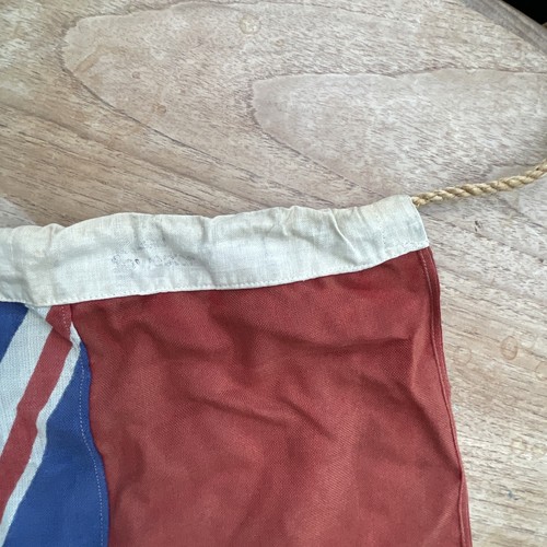 VINTAGE 1930s UK ENSIGN FLAG SHIP NAUTICAL UNIONJACK STITCHED LINEN PANEL - Picture 18 of 22