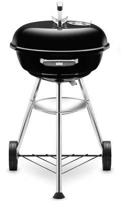 Weber Compact Kettle Holzkohlegrill 47cm Fläche Porzellan Deckel, Dreibein Ständer, schwarz