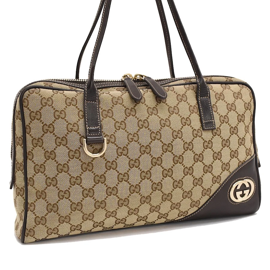 Sac à main Gucci 169971 GG toile cuir beige or quincaillerie GUCCI du Japon