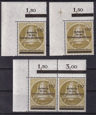 20+10 Pf Hochwassergeschädigte Mi 155 ** E1 Zähnung B und E mit und oPk Luxus!
