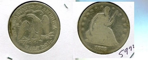 1876 CC LIBERTY SEATED SILVER HALF DOLLAR GOOD 5992T