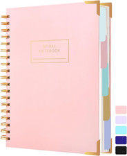 Hardcover Spiral Notebooks for Work School, B5 Journal Notebook with Tabs Divide