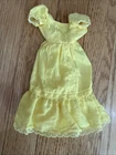 Vintage 1981 Mattel Barbie Yellow Lace Maxi Dress Magic Curl #3856