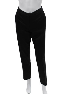Jil Sander Womens Ankle Dress Pants Black Virgin Wool Hook Eye Size 36