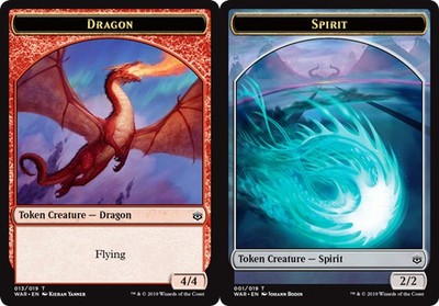 Light Play, English MTG Regular Dragon Token // Spirit Token - Challenger 2020 W