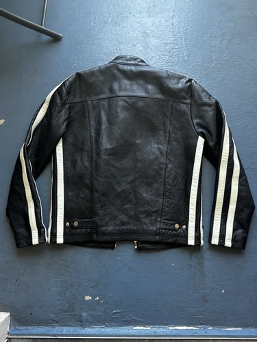 VTG Wilson’s Leather M. Julian Striped Moto Cafe Racer Motorcycle Jacket Men’s M - Picture 9 of 14