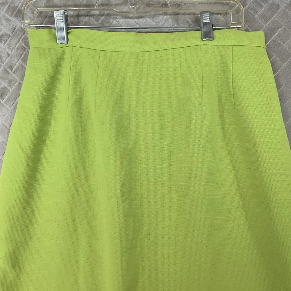 Oleg Cassini Womens 12 Vintage Pencil Skirt Lime Green Short Mini Boho Eclectic - Image 2 of 4