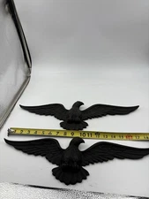 Pair Of Vintage Cast Metal American Bald Eagle Wall Hangers Approx. 19" Long