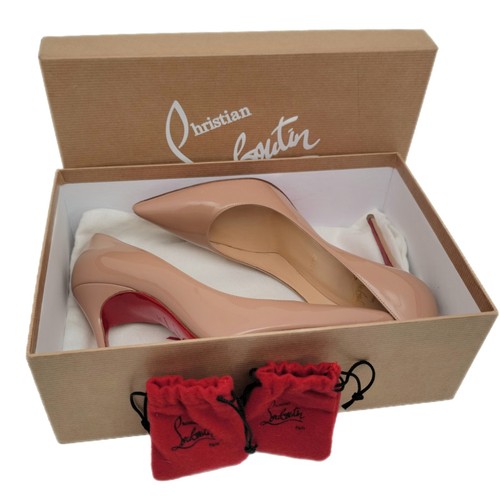Christian Louboutin Decollete 554 Patente Desnudo Stiletto Bomba Talla 38/7.5 + Certificado de Autenticidad - Imagen 15 de 18