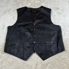Scully Vest Mens 2XL Black Leather Western Snap Front Pockets Lined
