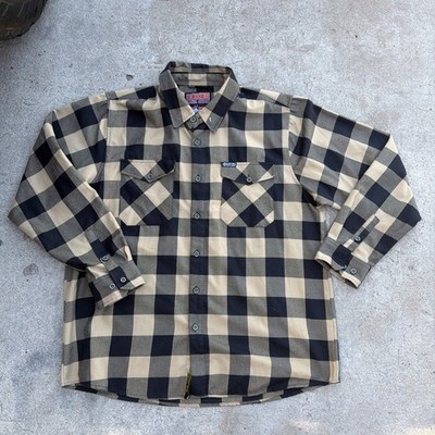 Dixxon Black Rifle Coffee Shirt Mens 2XL Brown Plaid Fireside Flannel