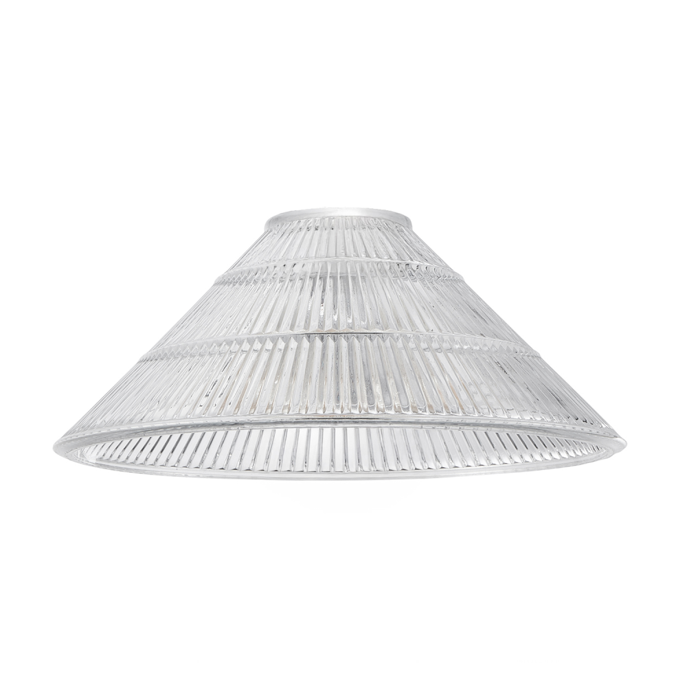 Modern Designer Transparent Ridged Glass Easy Fit Pendant Shade in Cone Shape...