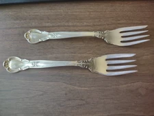 Gorham Sterling "CHANTILLY" 2 Salad Forks w/scroll NO MONO 1895 Hallmark