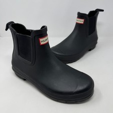 Hunter Original Chelsea Boots Classic Matte Black Slip On Rain Women's Size 9