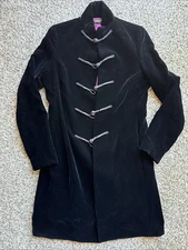 Shanghai Tang Black Velvet High Collar Women’s Jacket Coat Rare Size US 10