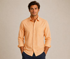 UNTUCKit Men's XL Orange Check Button Front Long Sleeve Shirt 100 Cotton