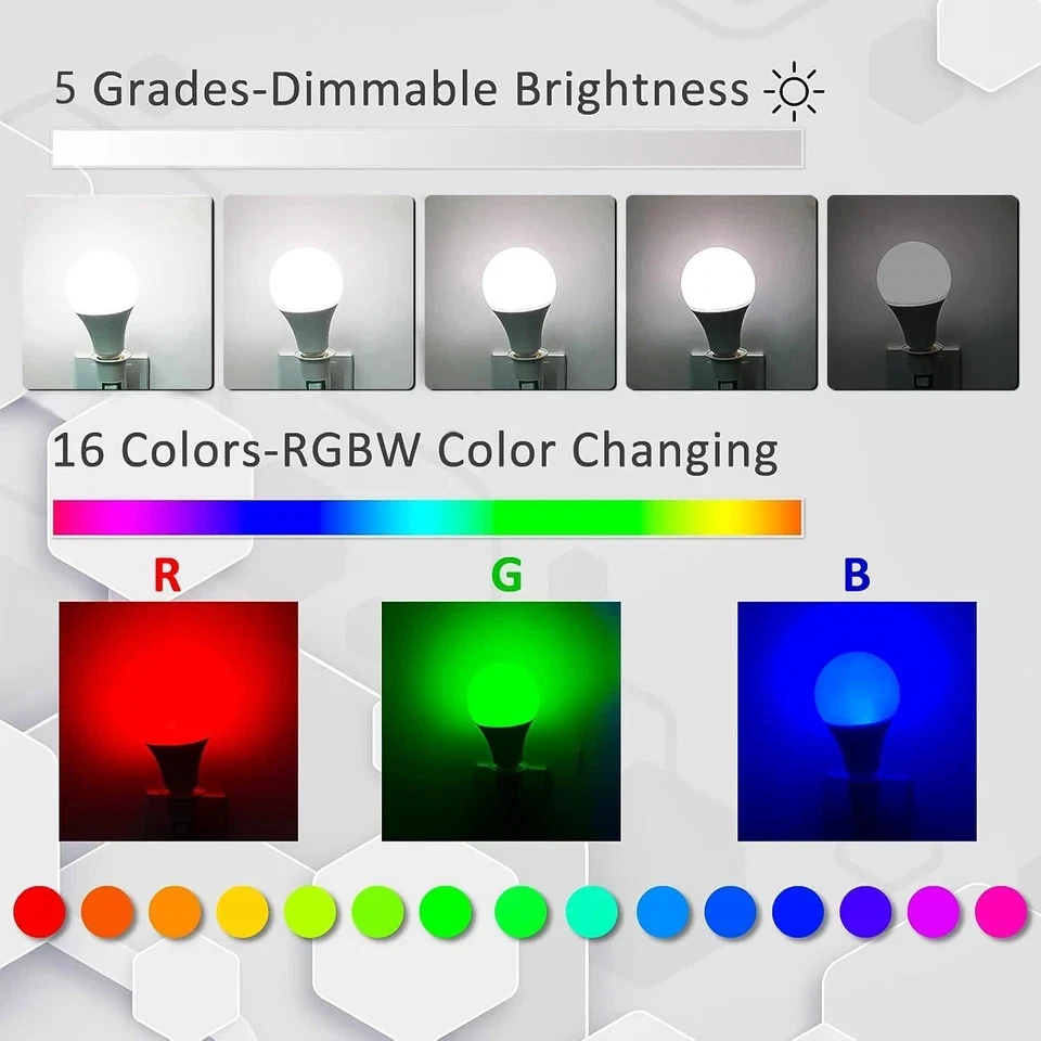 RGB Bulb LED Light 16 Colour Changing B22 Bayonet E27 Screw Lamp Remote Control - Image 2 of 4