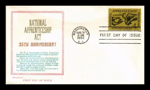 US COVER APPRENTICESHIP ACT 25TH ANNIVERSARY FDC SCOTT 1201 KHOL KRAFT