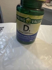 Spring Valley Vitamin D3 25 mcg (1000 IU) Softgels 200 Count Supplement for Bone