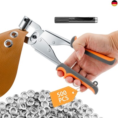 Ecraft Ösenzange-WerkzeugSet: (10 mm) mit 500 silbernen Ösen Ösenzange Me