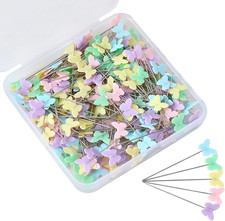 200 Pcs Colored Sewing Pins Flat Head Straight Pins with Storage Box, Butterfly