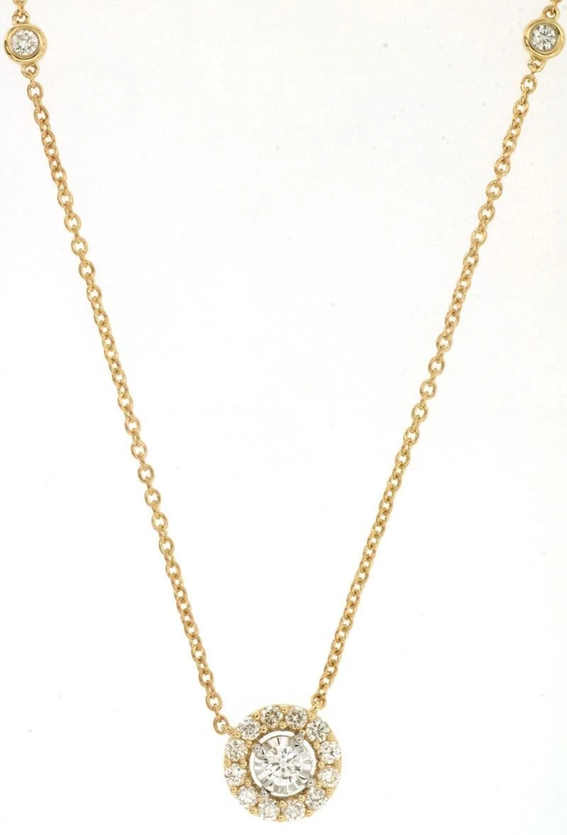 ESTATE .40CT DIAMOND 14KT YELLOW GOLD 3D SOLITAIRE BY THE YARD LOVE NECKLACE