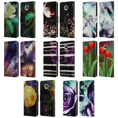 OFFICIAL HAROULITA ABSTRACT NATURE LEATHER BOOK WALLET CASE FOR MOTOROLA PHONES