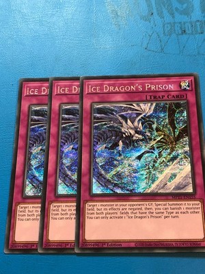 YUGIOH 3x Secret Rare Eisdrachengefängnis MP21-DE155 1. Auflage