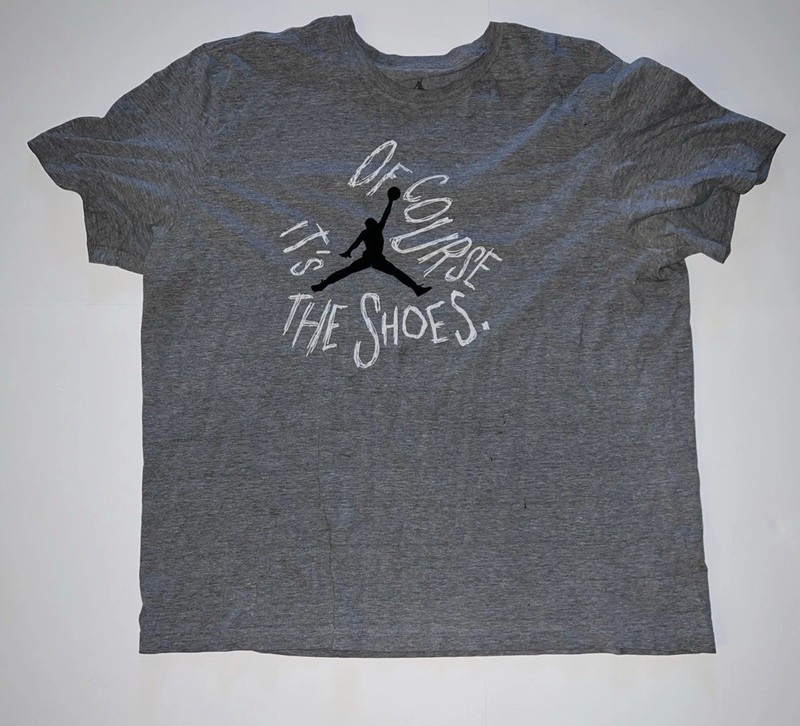 Vintage Jordan Brand Of Course Its The Shoes T Shirt Og Y2k Sz 3x Grey