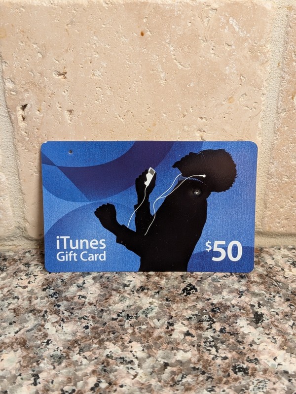Vintage 2000's Apple iTunes Gift Card $50 Blue Silhouette - UNSCRATCHED PIN